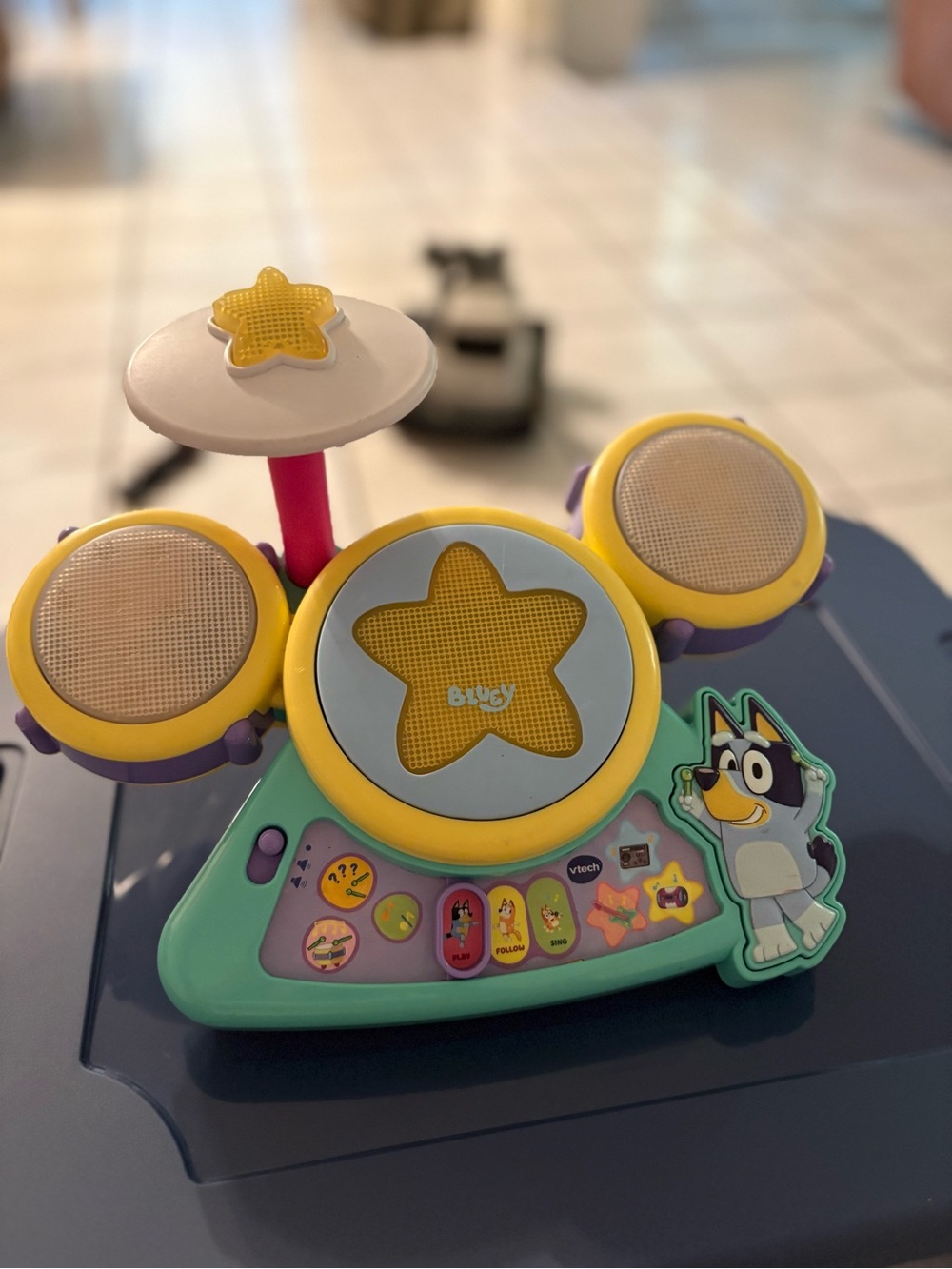 Bluey Musical Drum Set - Yellow/Teal Kids Toy